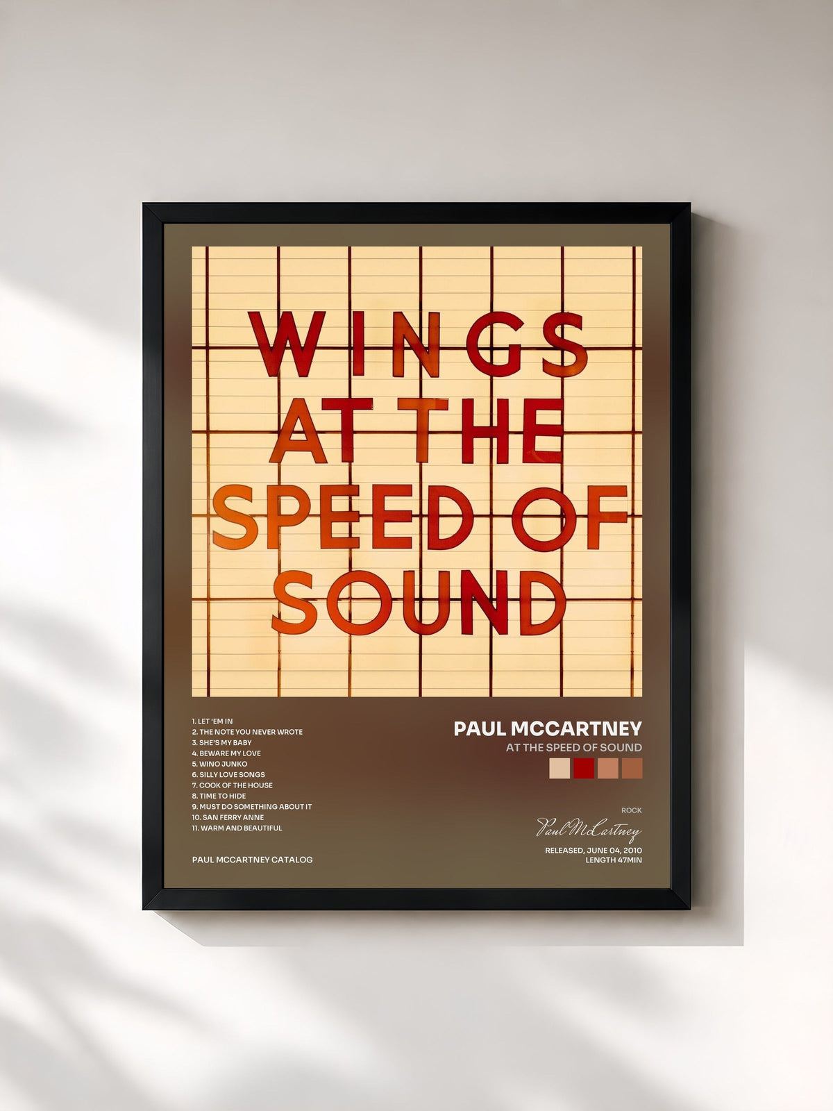#noir Tableau de l'album At the Speed of Sound de Paul McCartney, cadre noir, imprimé et encadré en France