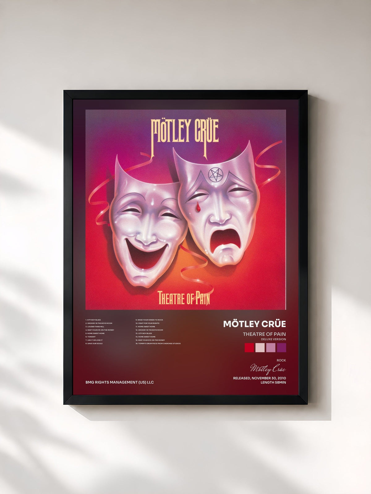 #noir Tableau de l'album Theatre of Pain (Deluxe Version) de Mötley Crüe, cadre noir, imprimé et encadré en France