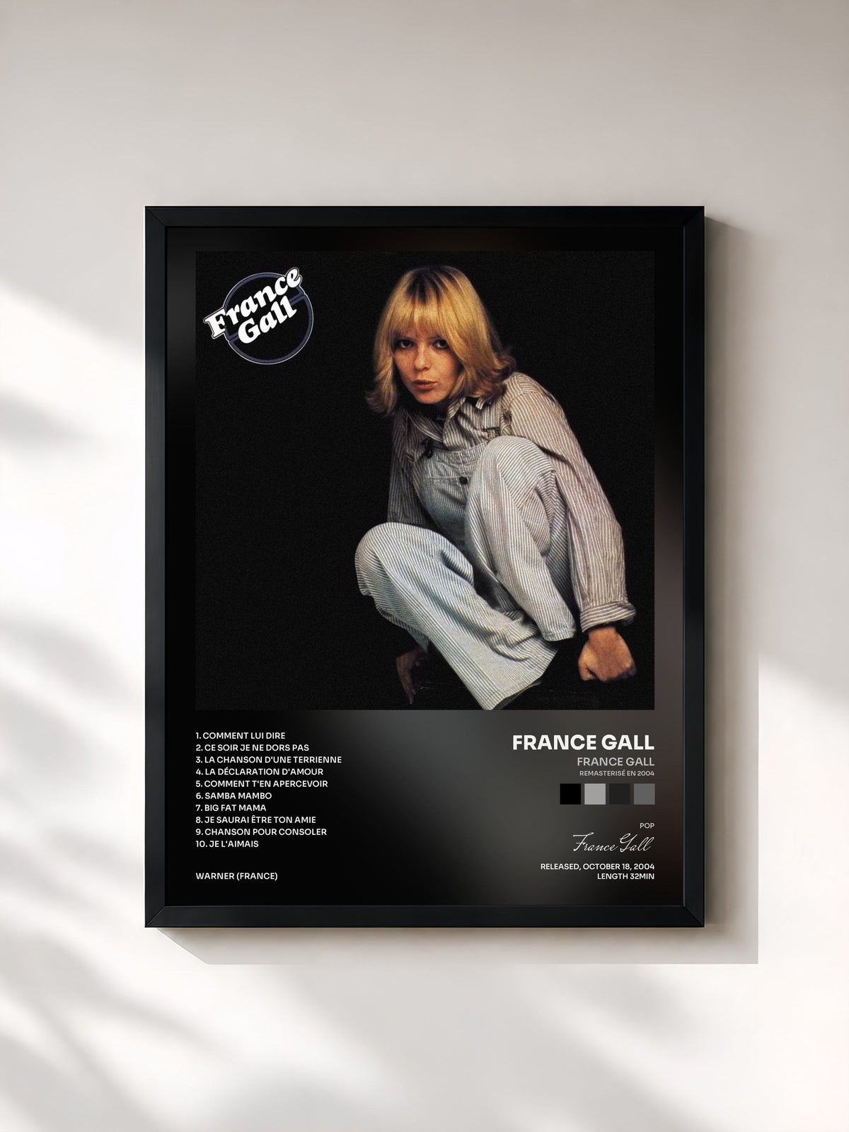 #noir France Gall (Remasterisé en 2004) de France Gall en lámina enmarcada, marco negro, impresa y enmarcada en Francia