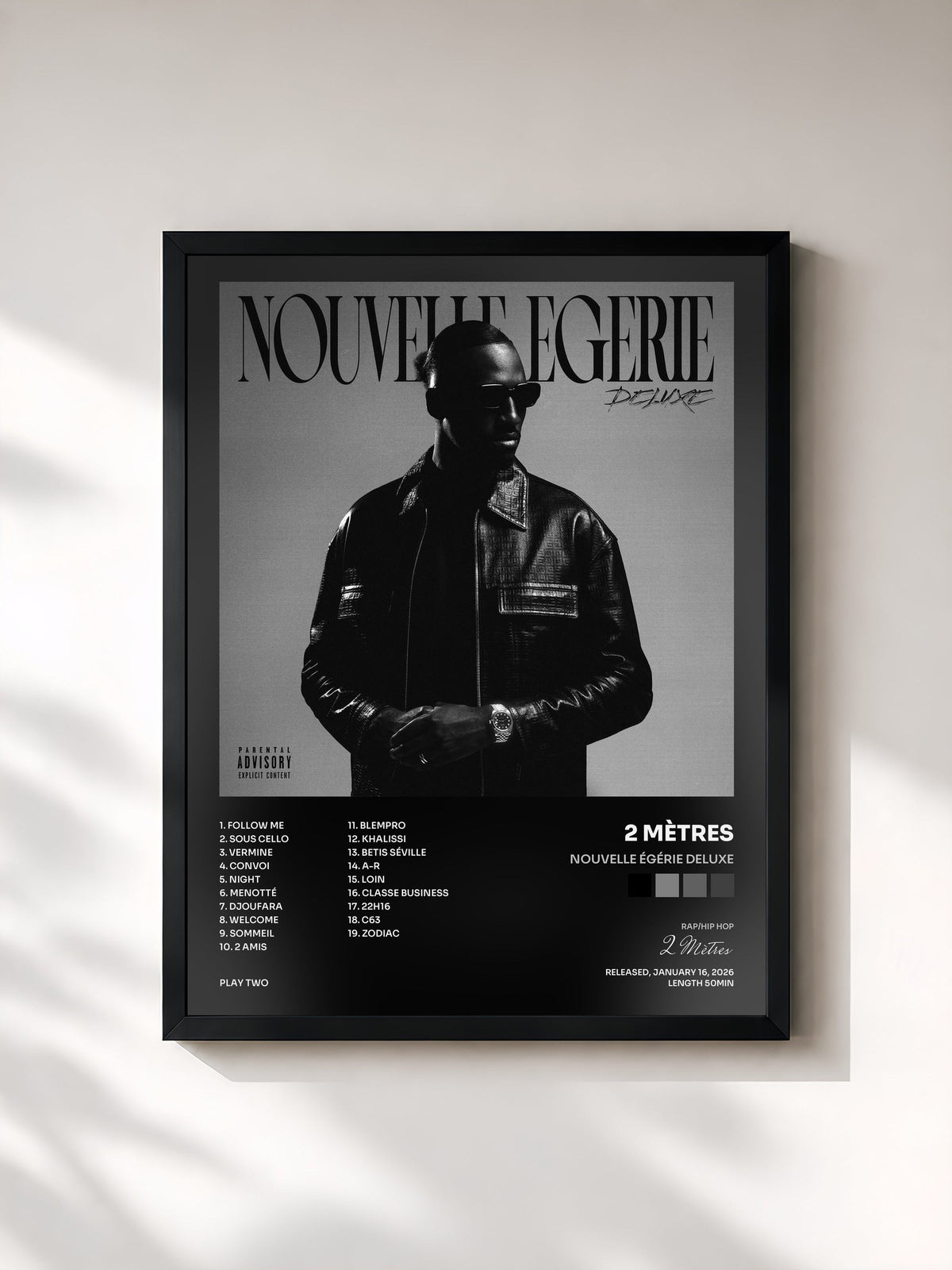 #noir NOUVELLE ÉGÉRIE DELUXE di 2 Mètres in stampa incorniciata, cornice nera, stampata e incorniciata in Francia