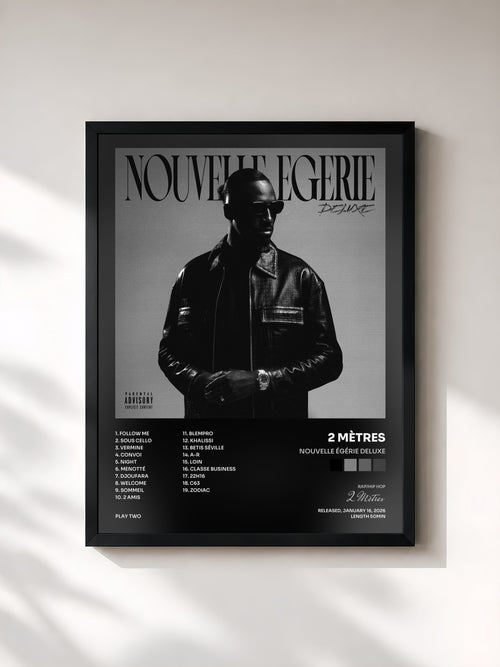 #noir NOUVELLE ÉGÉRIE DELUXE de 2 Mètres en lámina enmarcada, marco negro, impresa y enmarcada en Francia