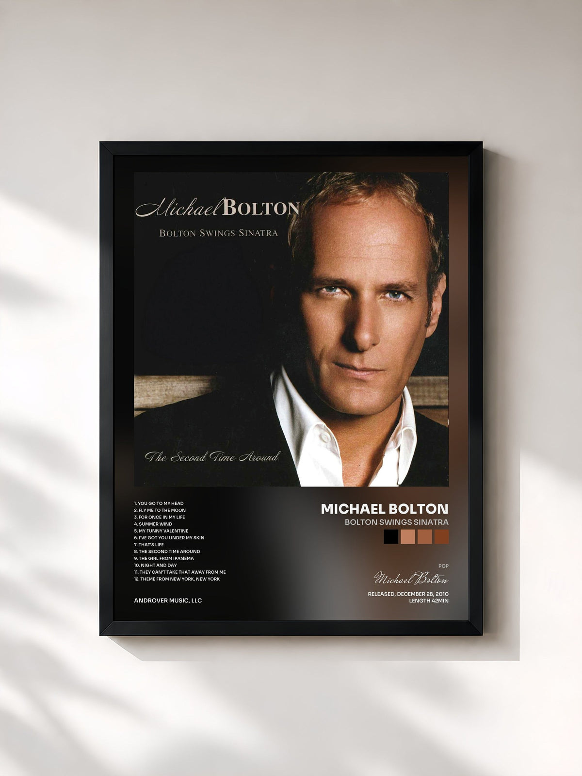 #noir Bolton Swings Sinatra de Michael Bolton en lámina enmarcada, marco negro, impresa y enmarcada en Francia