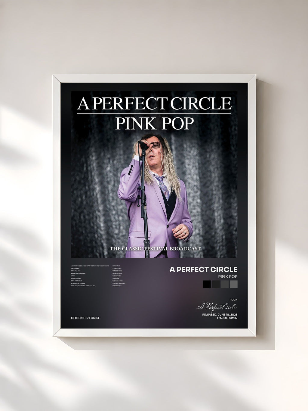 #blanc Tableau de l'album Pink Pop de A Perfect Circle, cadre blanc, imprimé et encadré en France