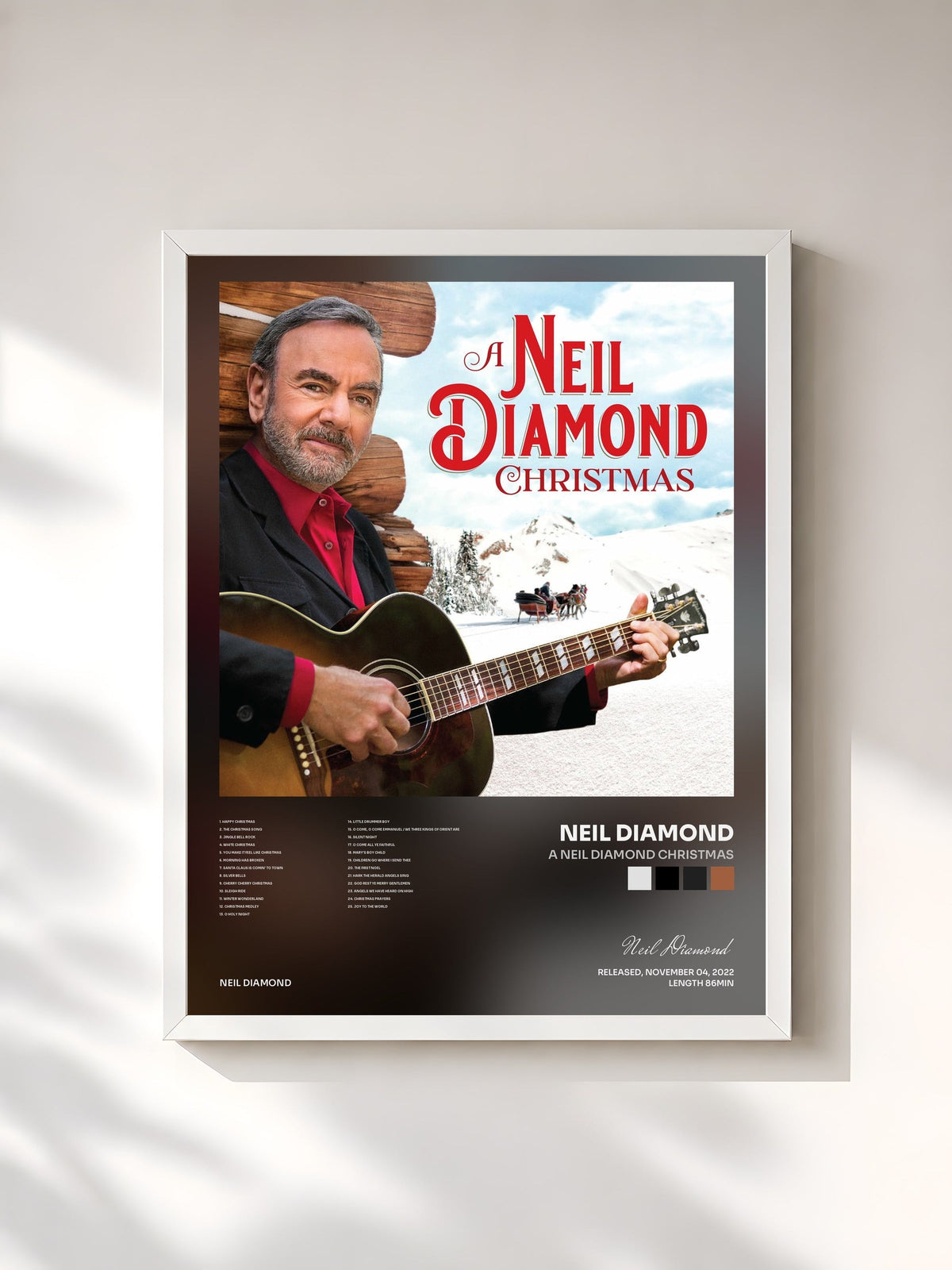 #blanc A Neil Diamond Christmas von Neil Diamond als gerahmter Kunstdruck, weißer Rahmen, gedruckt und gerahmt in Frankreich