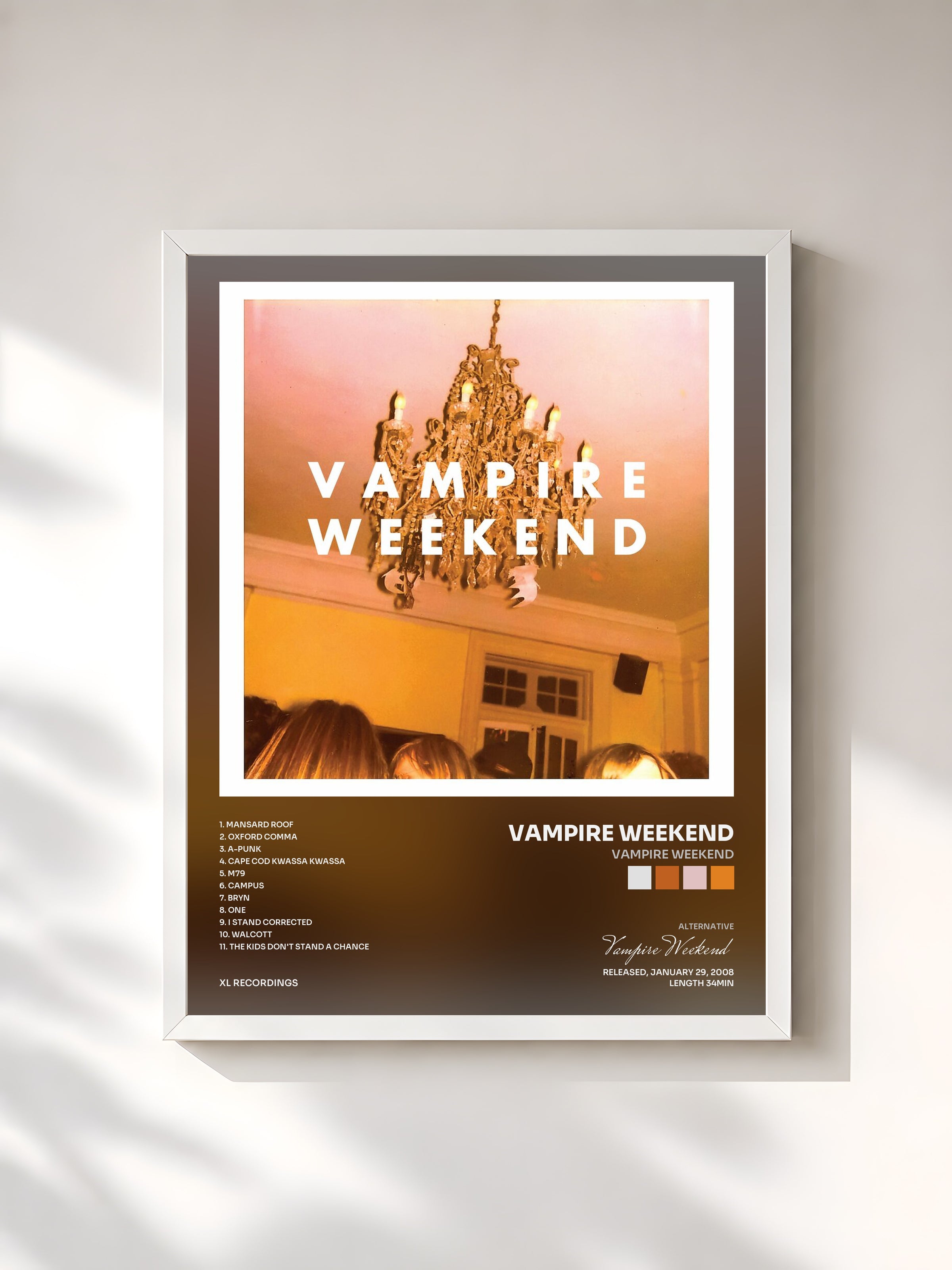 #blanc Vampire Weekend by Vampire Weekend as a framed art print, white frame, printed and framed in France