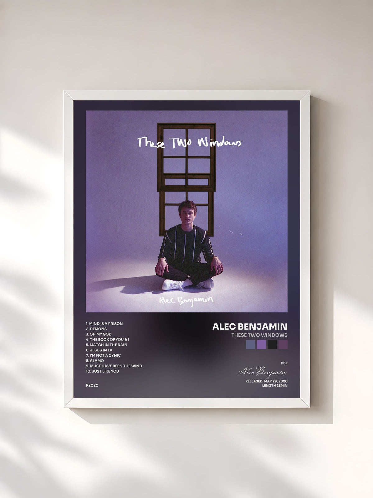 #blanc Tableau de l'album These Two Windows de Alec Benjamin, cadre blanc, imprimé et encadré en France