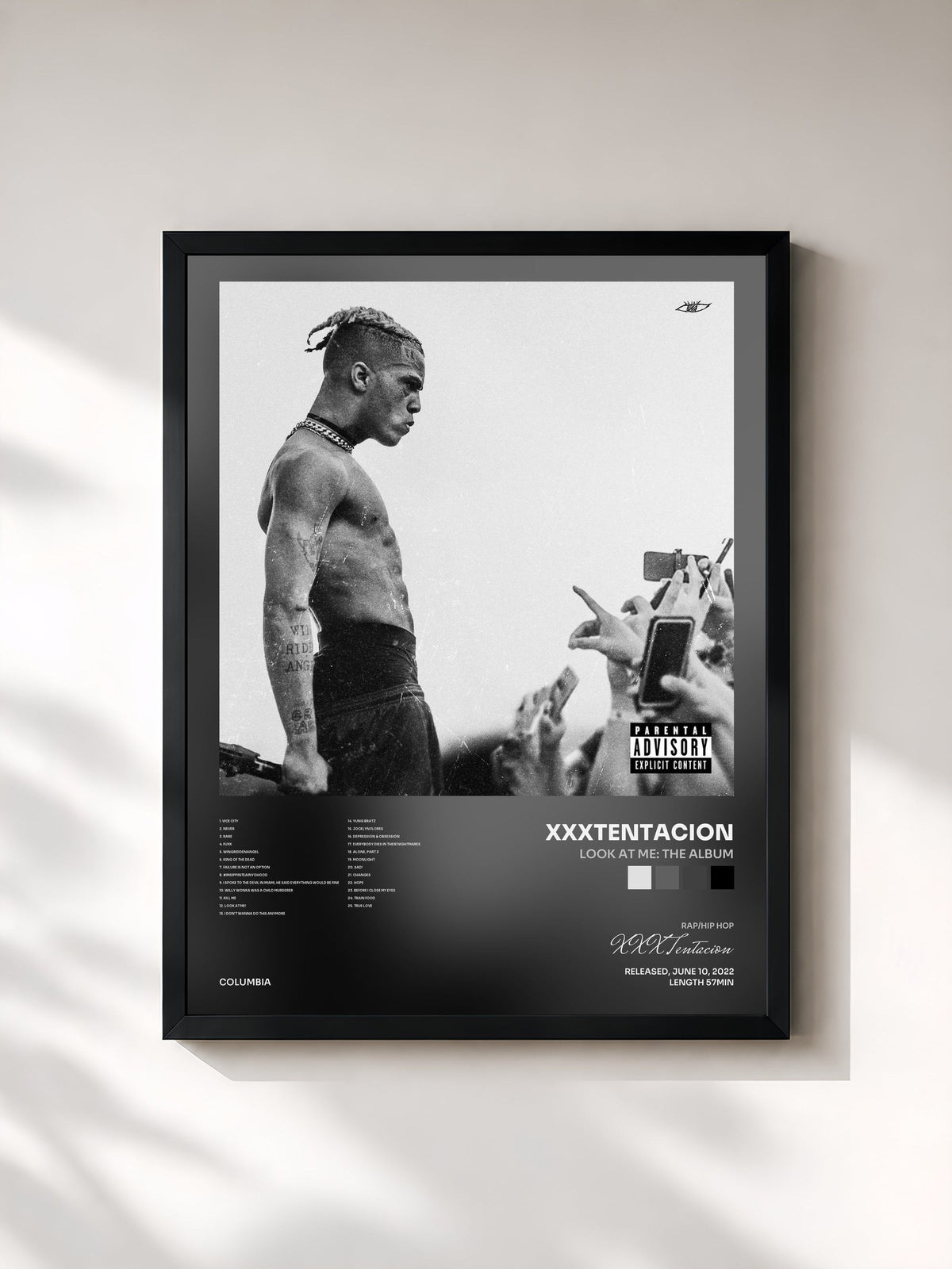 #noir Tableau de l'album LOOK AT ME: THE ALBUM de XXXTentacion, cadre noir, imprimé et encadré en France