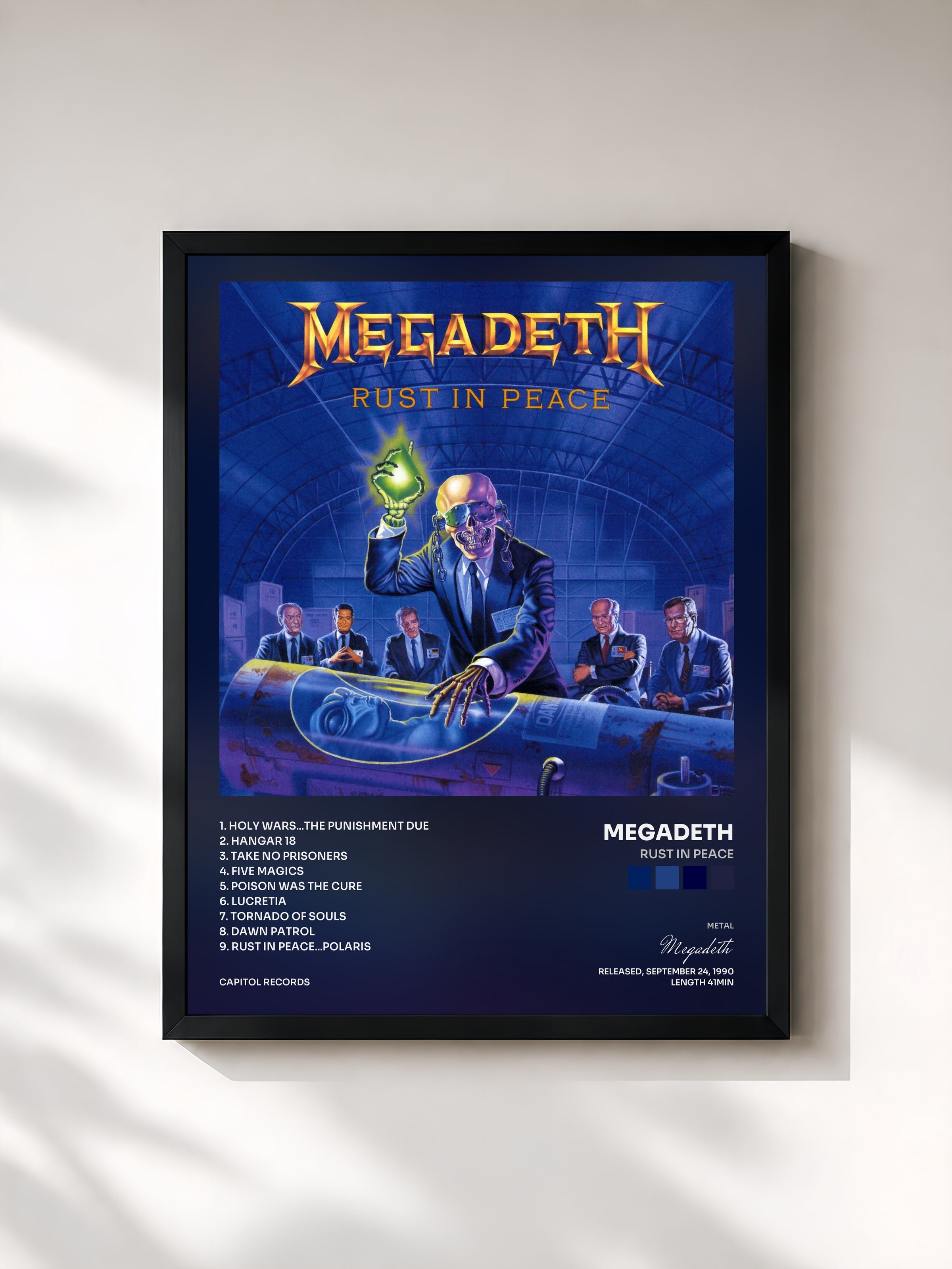 #noir Rust In Peace by Megadeth as a framed art print, black frame, printed and framed in France