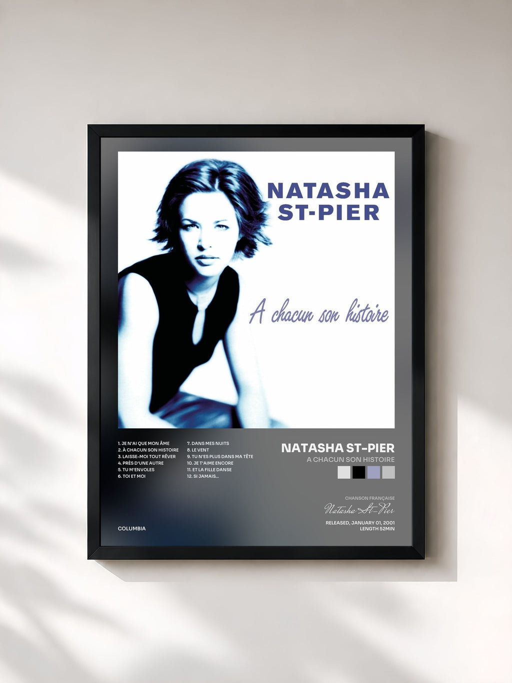 #noir A Chacun Son Histoire de Natasha St-Pier en lámina enmarcada, marco negro, impresa y enmarcada en Francia