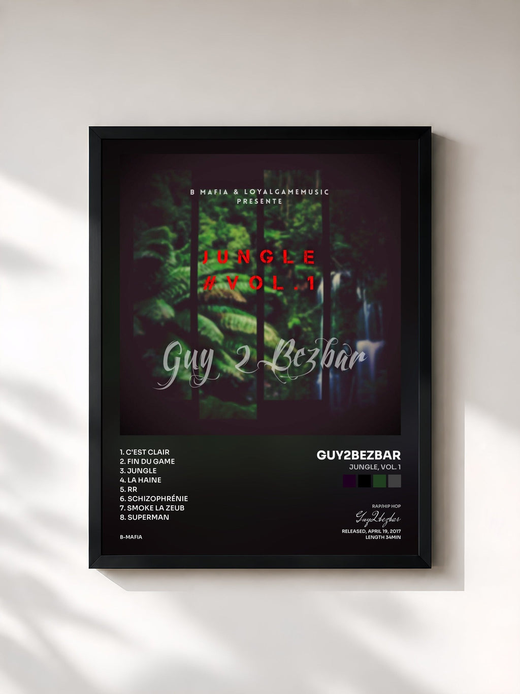 #noir Jungle, vol. 1 by Guy2bezbar as a framed art print, black frame, printed and framed in France