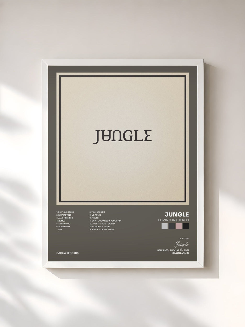#blanc Loving In Stereo di Jungle in stampa incorniciata, cornice bianca, stampata e incorniciata in Francia