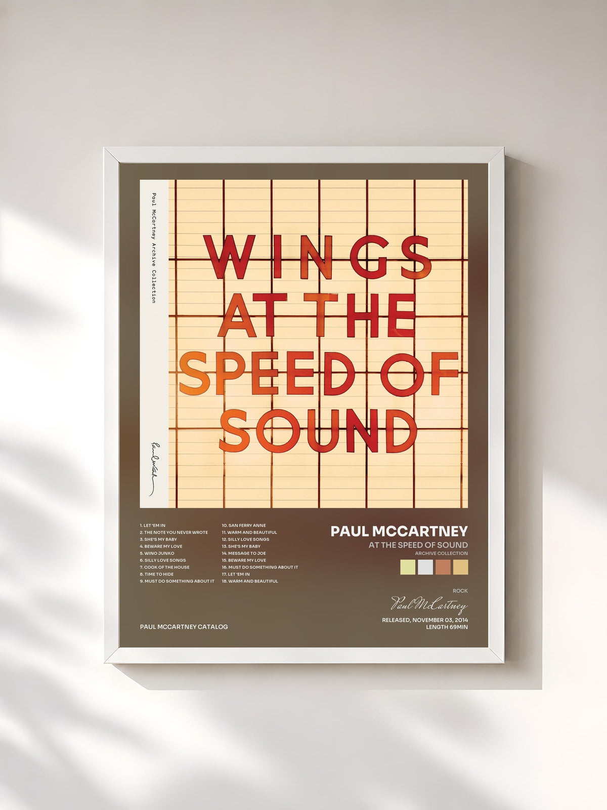 #blanc Tableau de l'album At the Speed of Sound (Archive Collection) de Paul McCartney, cadre blanc, imprimé et encadré en France