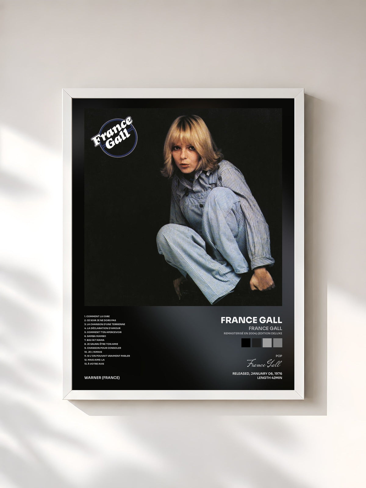 #blanc France Gall (Remasterisé en 2004) (Edition Deluxe) de France Gall en lámina enmarcada, marco blanco, impresa y enmarcada en Francia