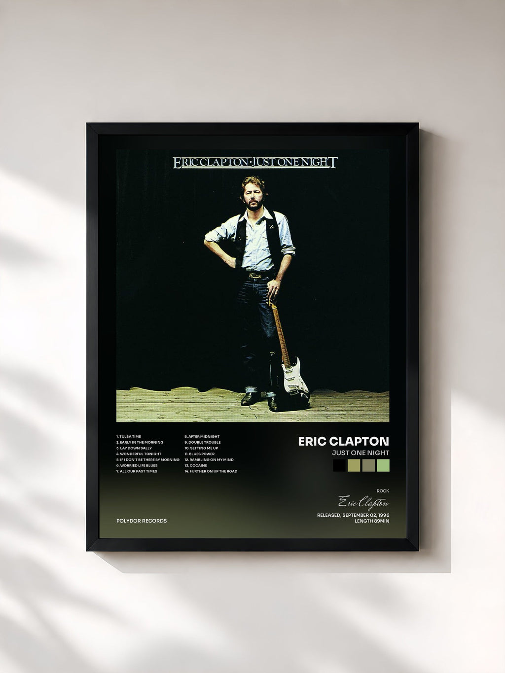 #noir Just One Night di Eric Clapton in stampa incorniciata, cornice nera, stampata e incorniciata in Francia