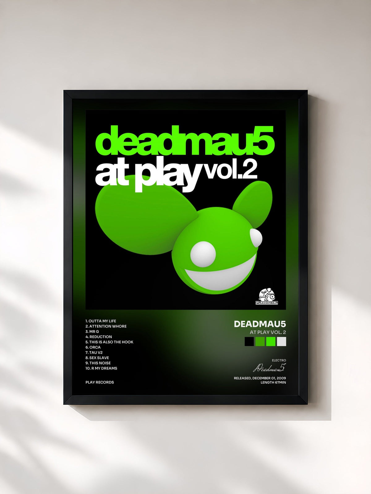 #noir Tableau de l'album At Play Vol. 2 de Deadmau5, cadre noir, imprimé et encadré en France