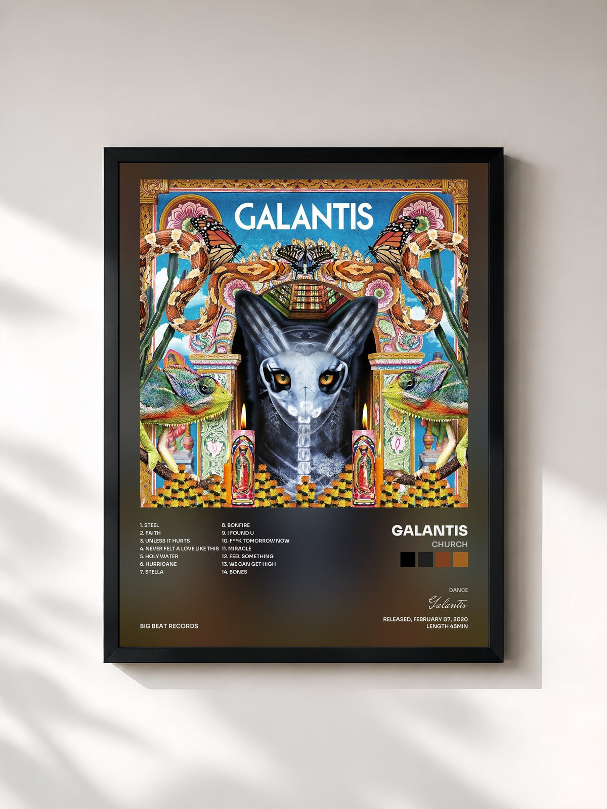 #noir Tableau de l'album Church de Galantis, cadre noir, imprimé et encadré en France