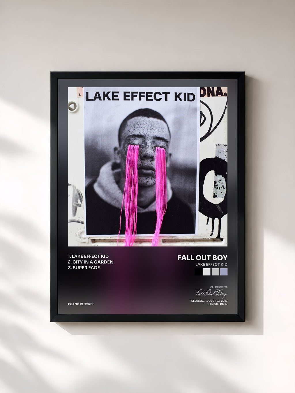 #noir Lake Effect Kid by Fall Out Boy as a framed art print, black frame, printed and framed in France