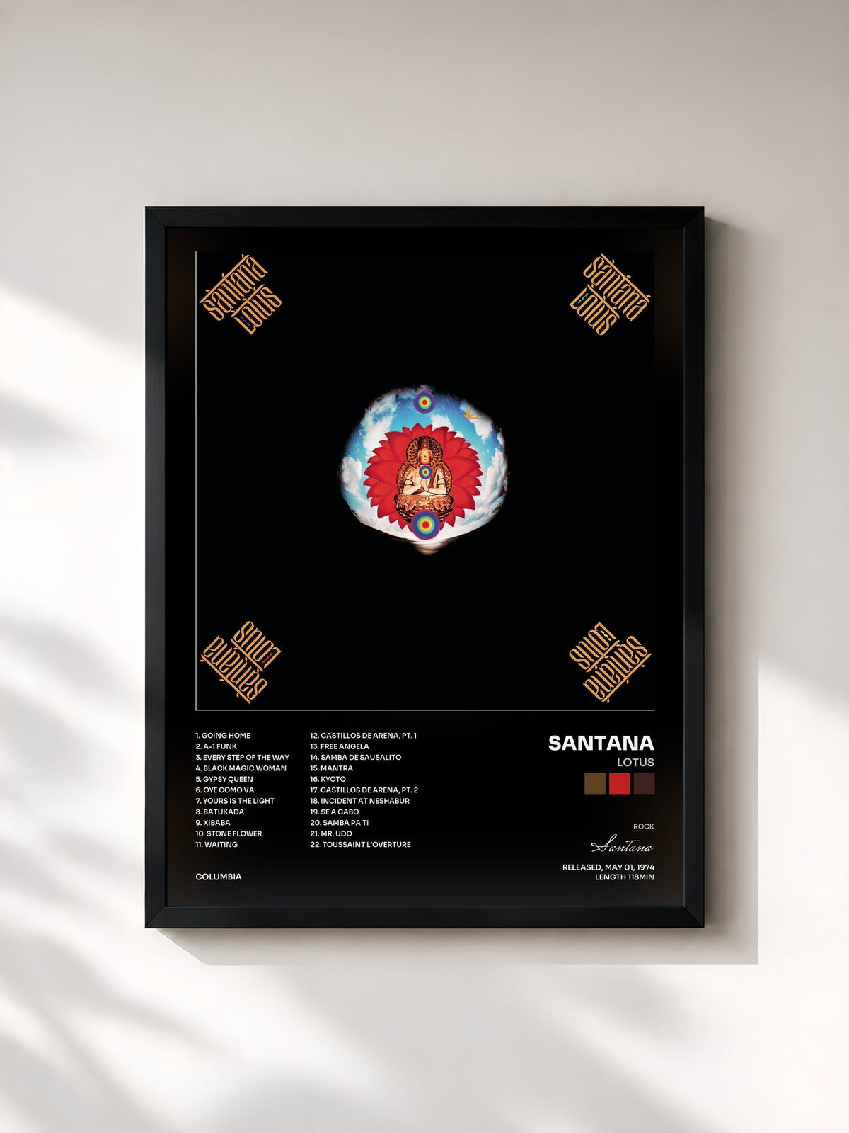 #noir Lotus by Santana as a framed art print, black frame, printed and framed in France