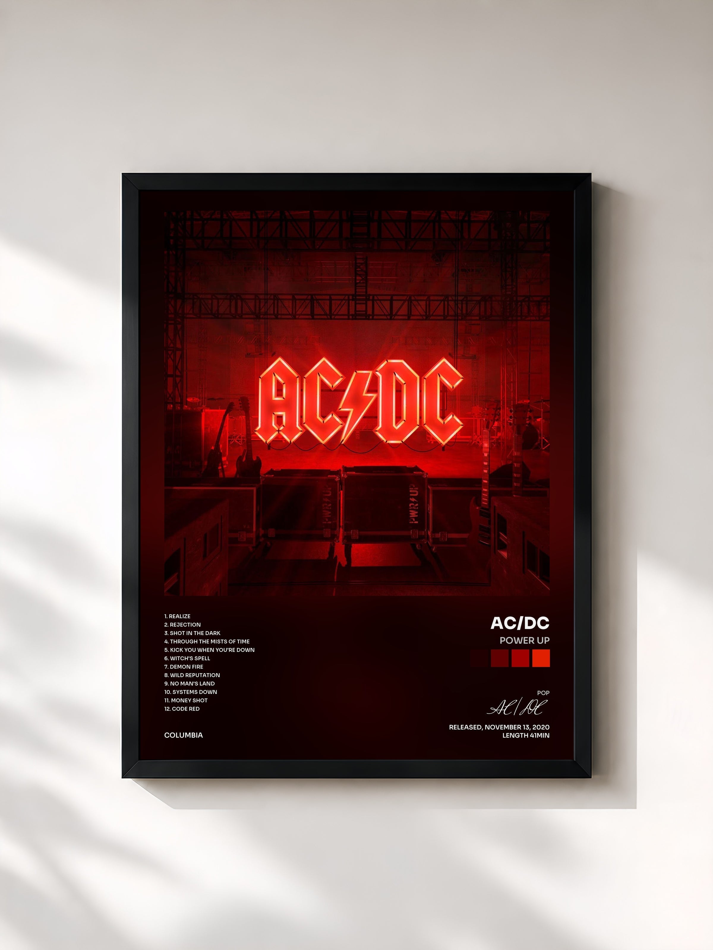 #noir POWER UP by AC/DC as a framed art print, black frame, printed and framed in France