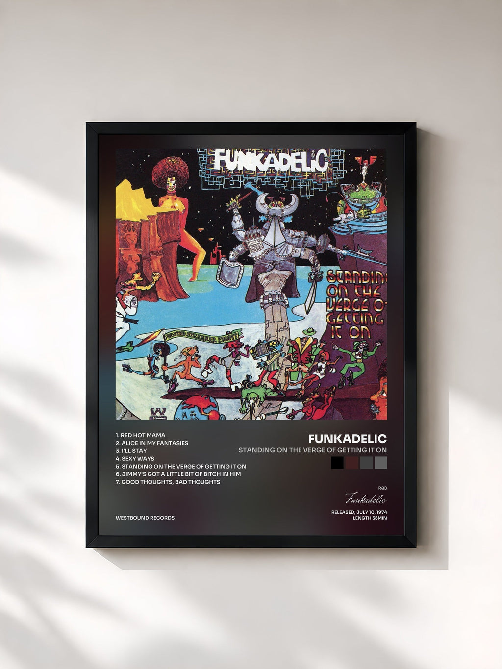 #noir Standing On The Verge Of Getting It On by Funkadelic as a framed art print, black frame, printed and framed in France