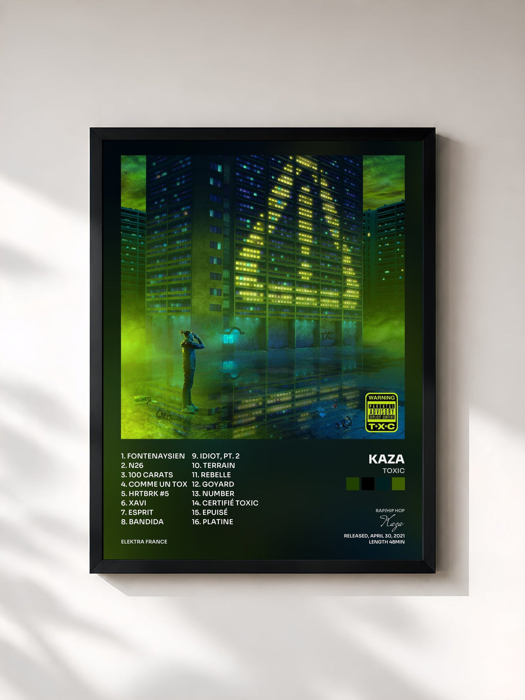 #noir TOXIC by Kaza as a framed art print, black frame, printed and framed in France