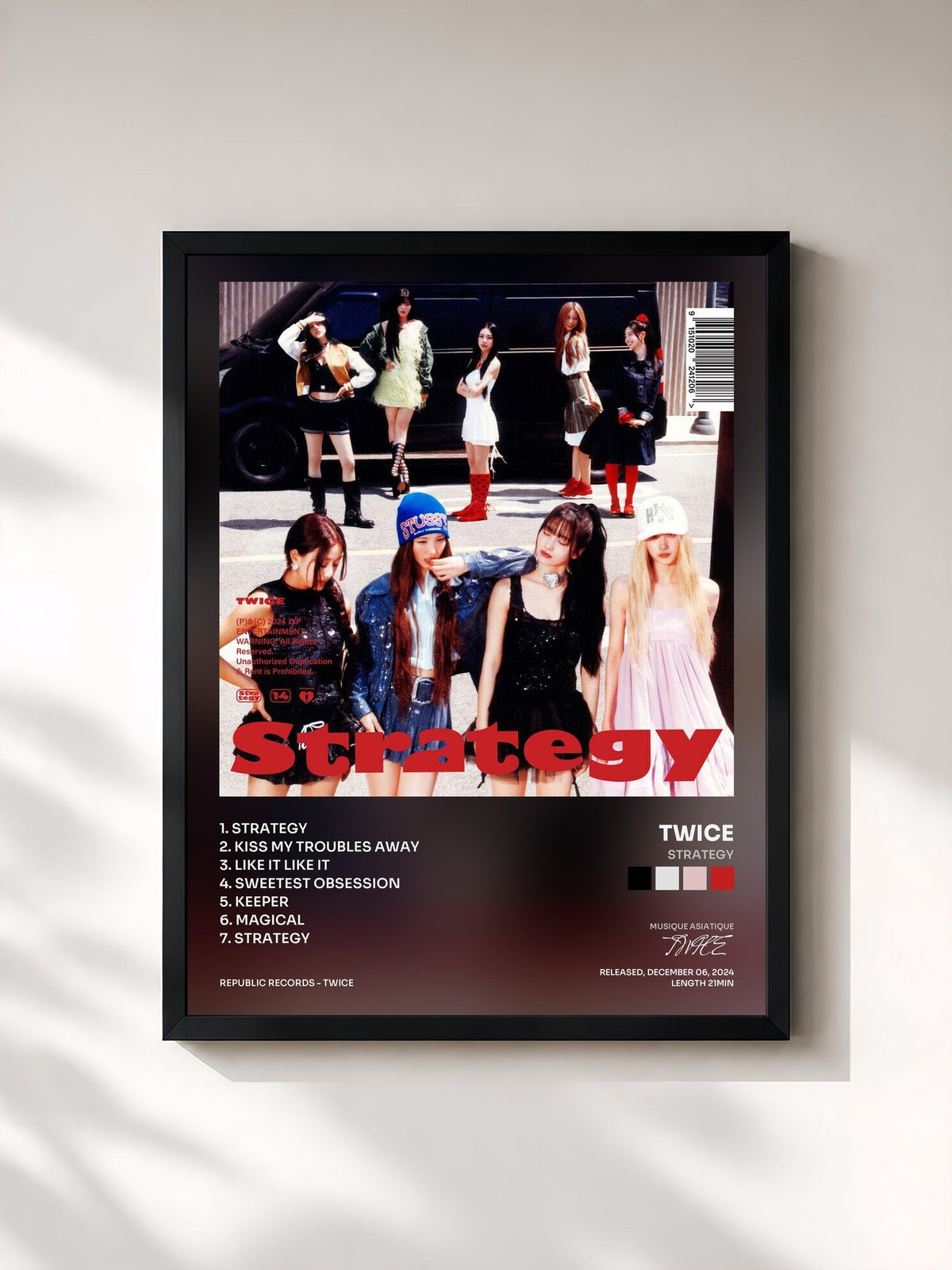 #noir Tableau de l'album STRATEGY de TWICE, cadre noir, imprimé et encadré en France