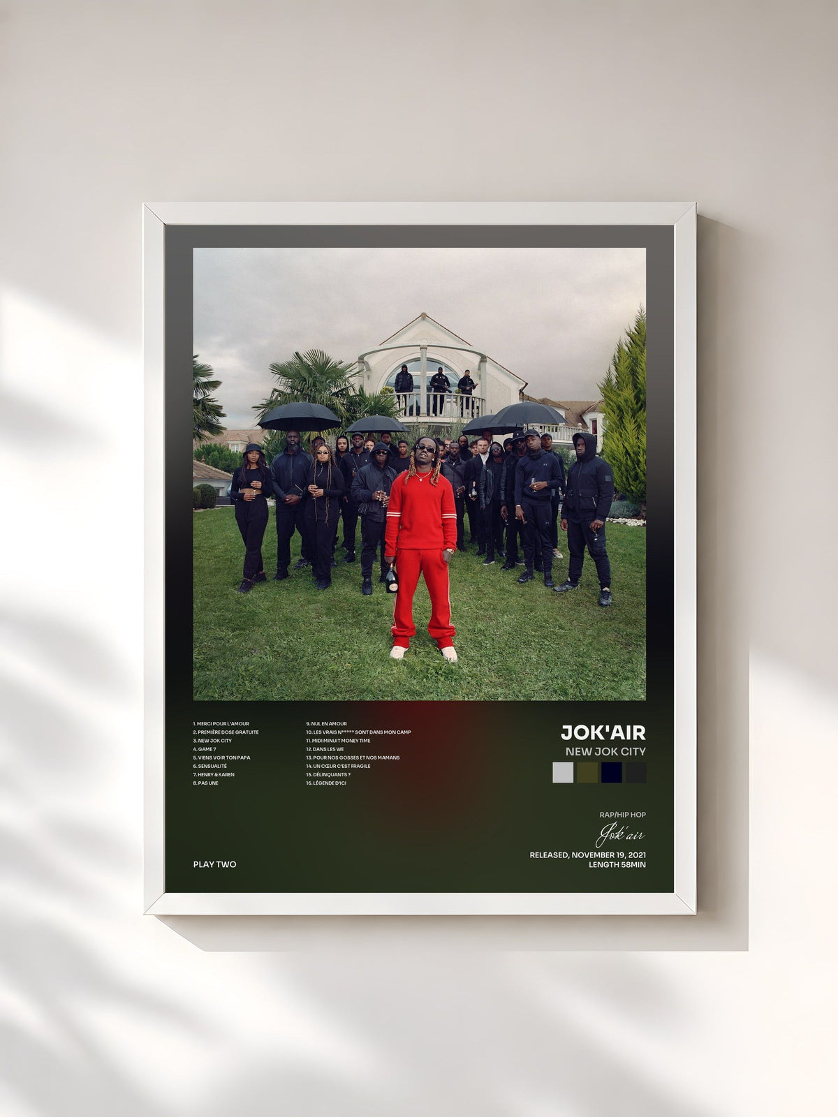 #blanc Tableau de l'album New Jok City de Jok'air, cadre blanc, imprimé et encadré en France