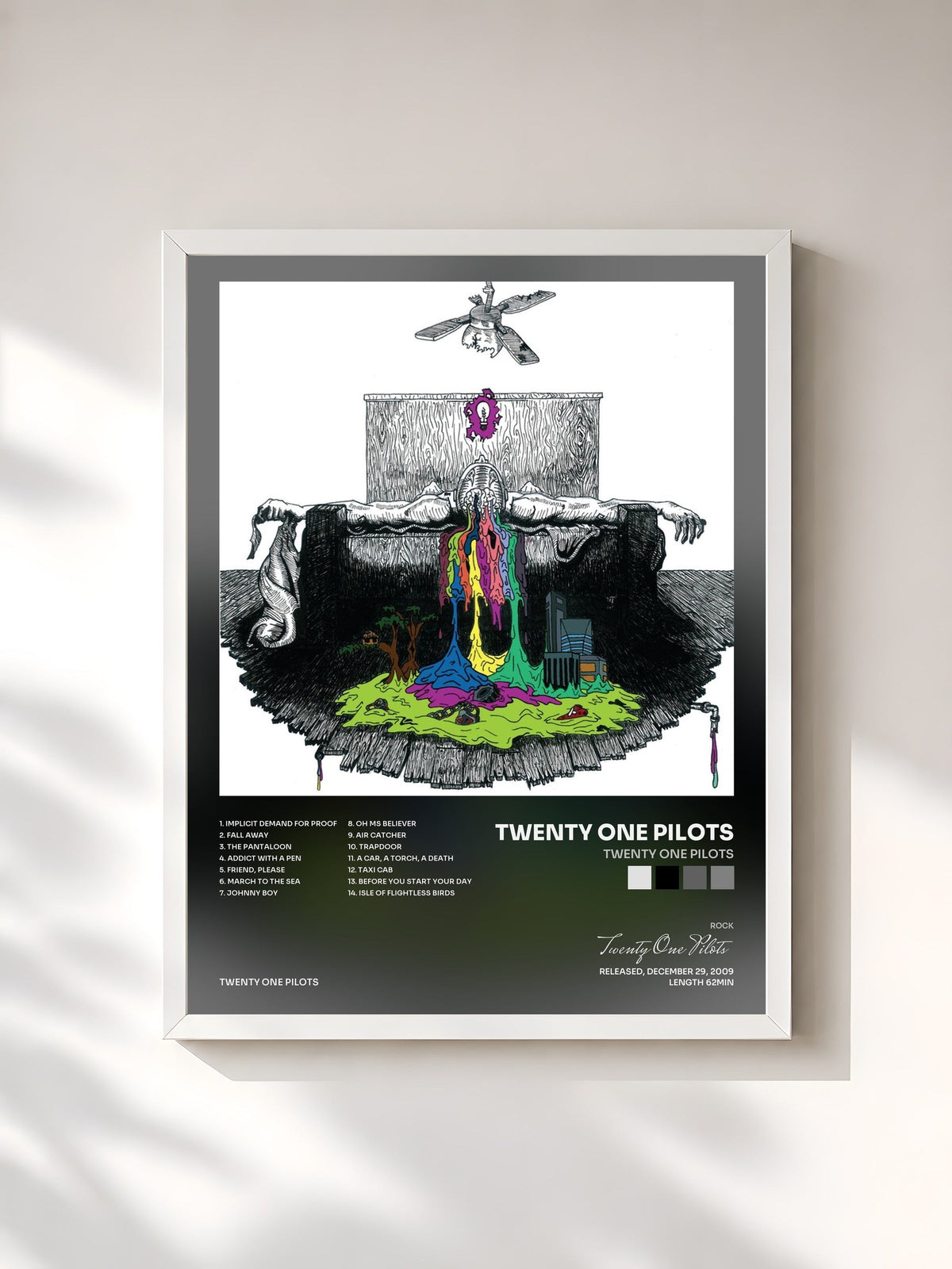 #blanc Tableau de l'album Twenty One Pilots de Twenty One Pilots, cadre blanc, imprimé et encadré en France