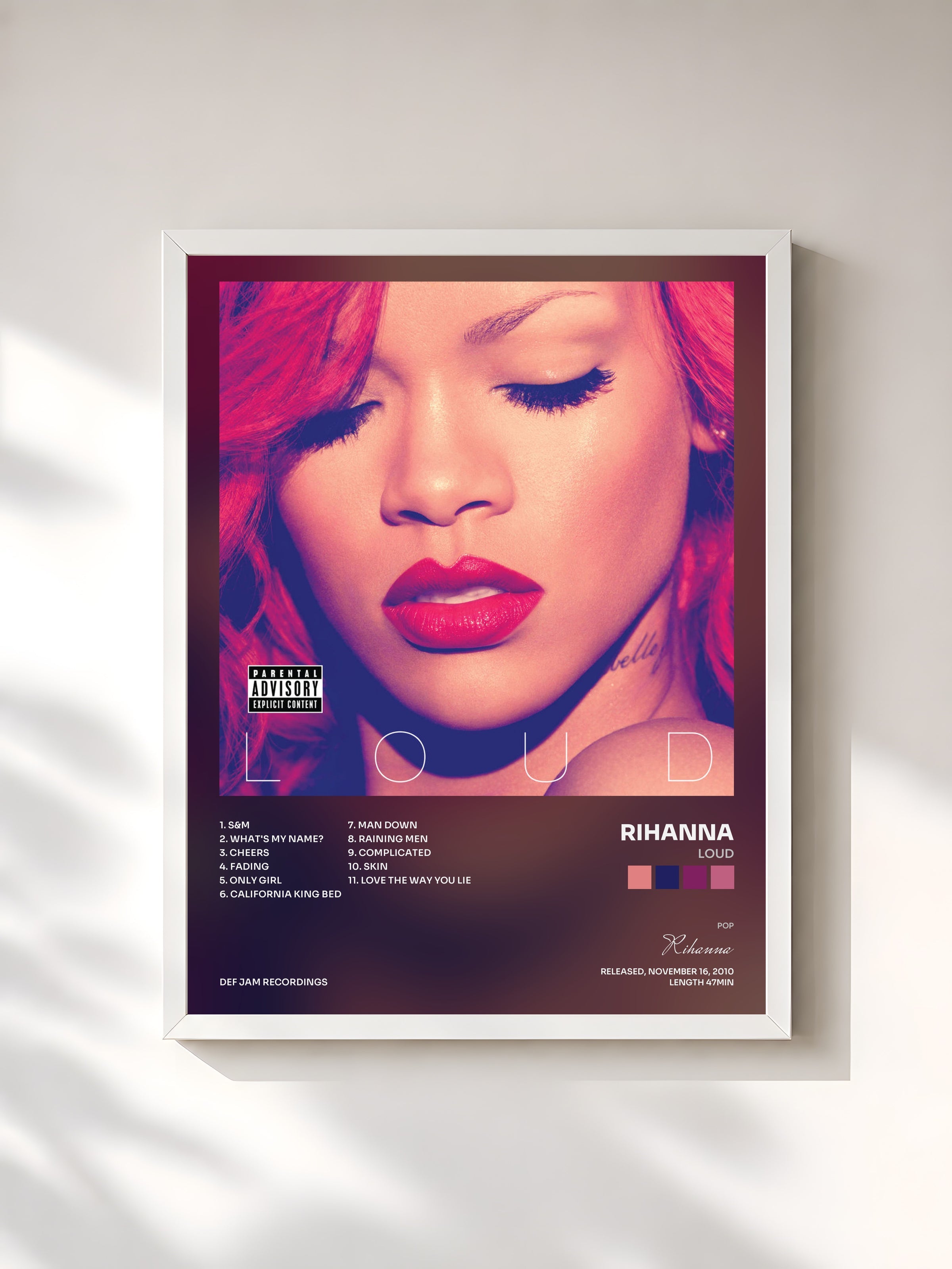 #blanc Loud di Rihanna in stampa incorniciata, cornice bianca, stampata e incorniciata in Francia