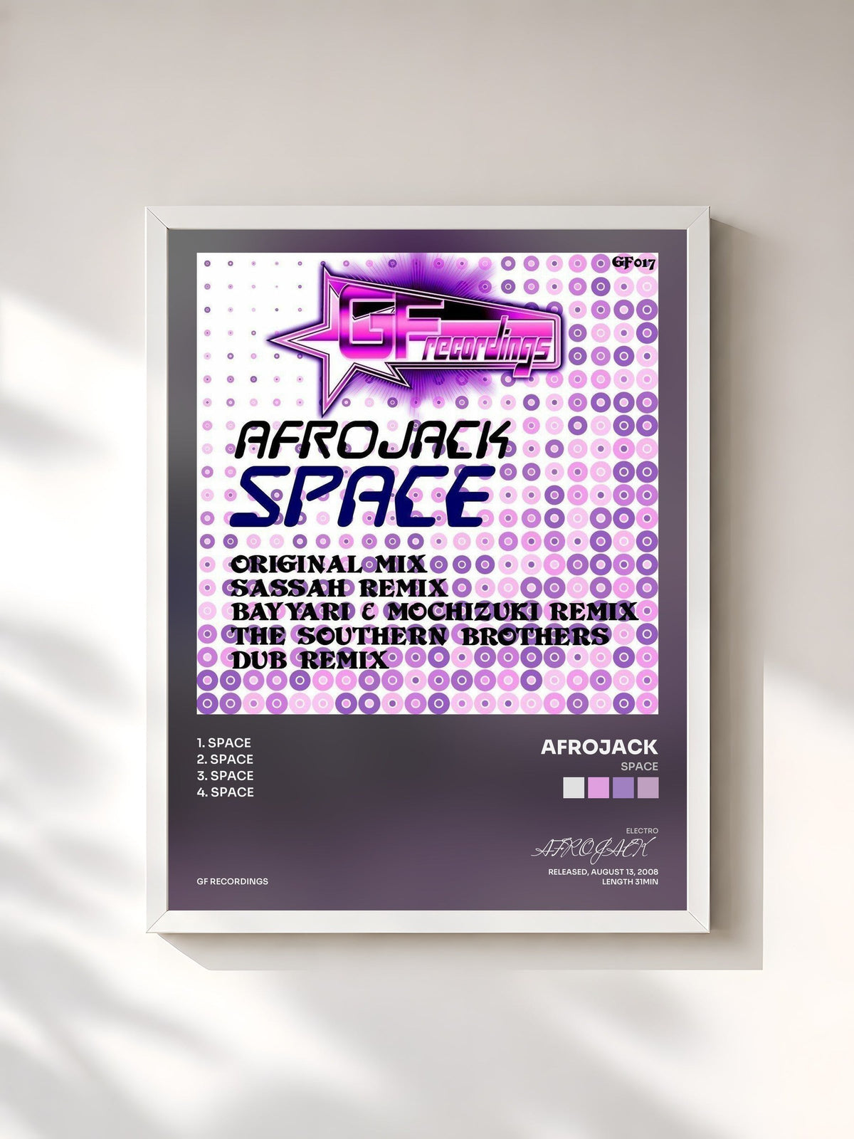 #blanc Tableau de l'album Space de AFROJACK, cadre blanc, imprimé et encadré en France