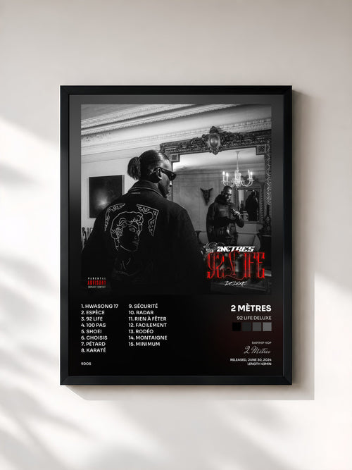 #noir 92 LIFE DELUXE de 2 Mètres en lámina enmarcada, marco negro, impresa y enmarcada en Francia