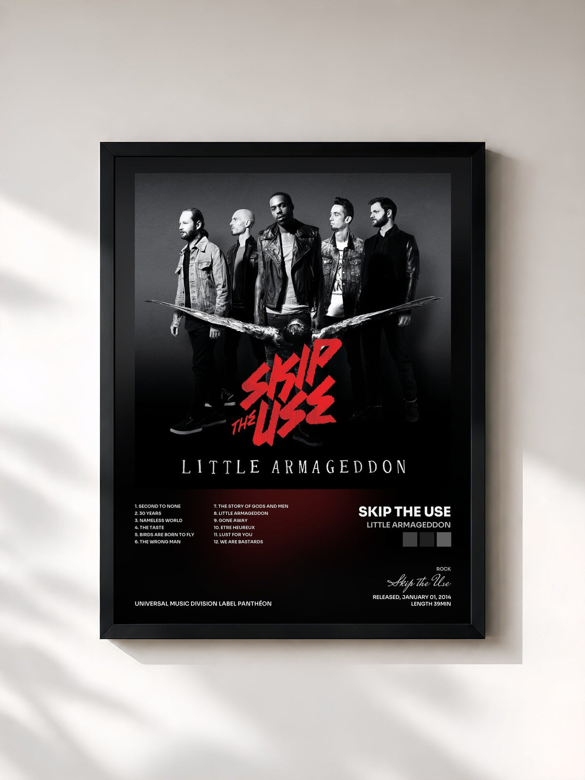 #noir Tableau de l'album Little Armageddon de Skip the Use, cadre noir, imprimé et encadré en France