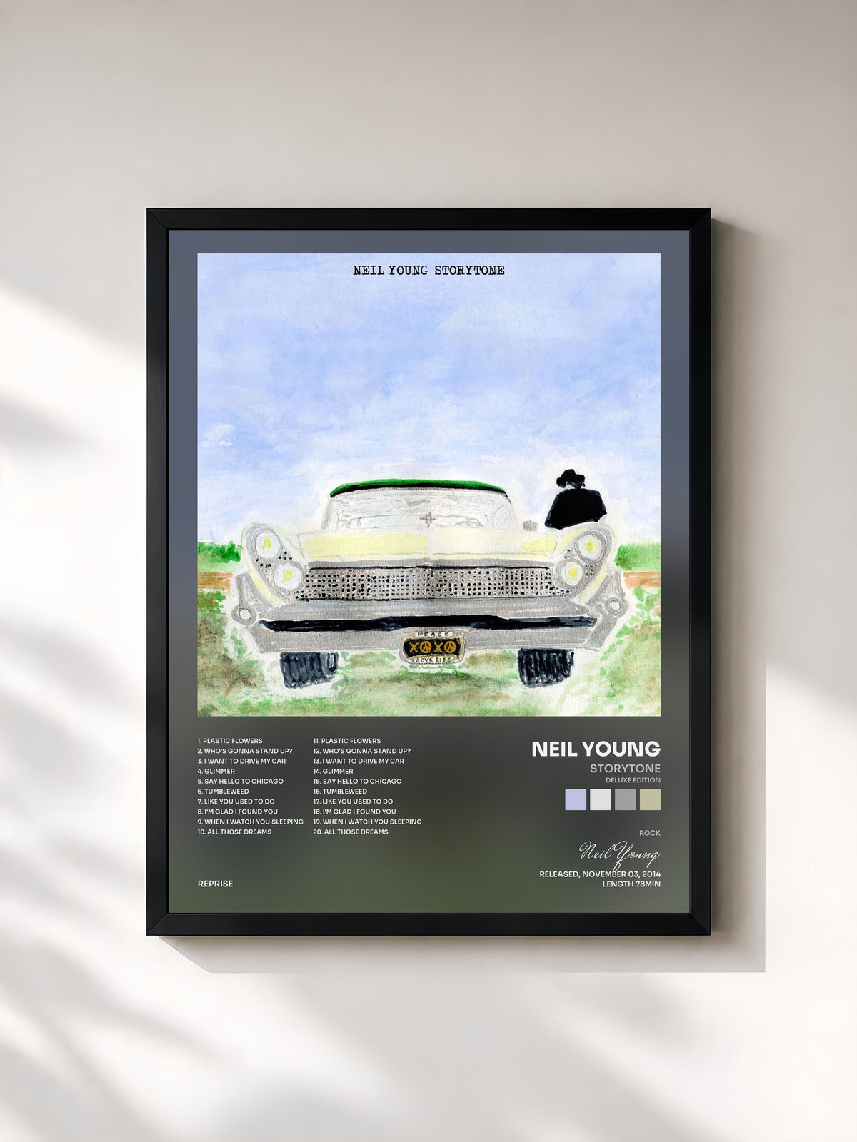 #noir Tableau de l'album Storytone (Deluxe Edition) de Neil Young, cadre noir, imprimé et encadré en France