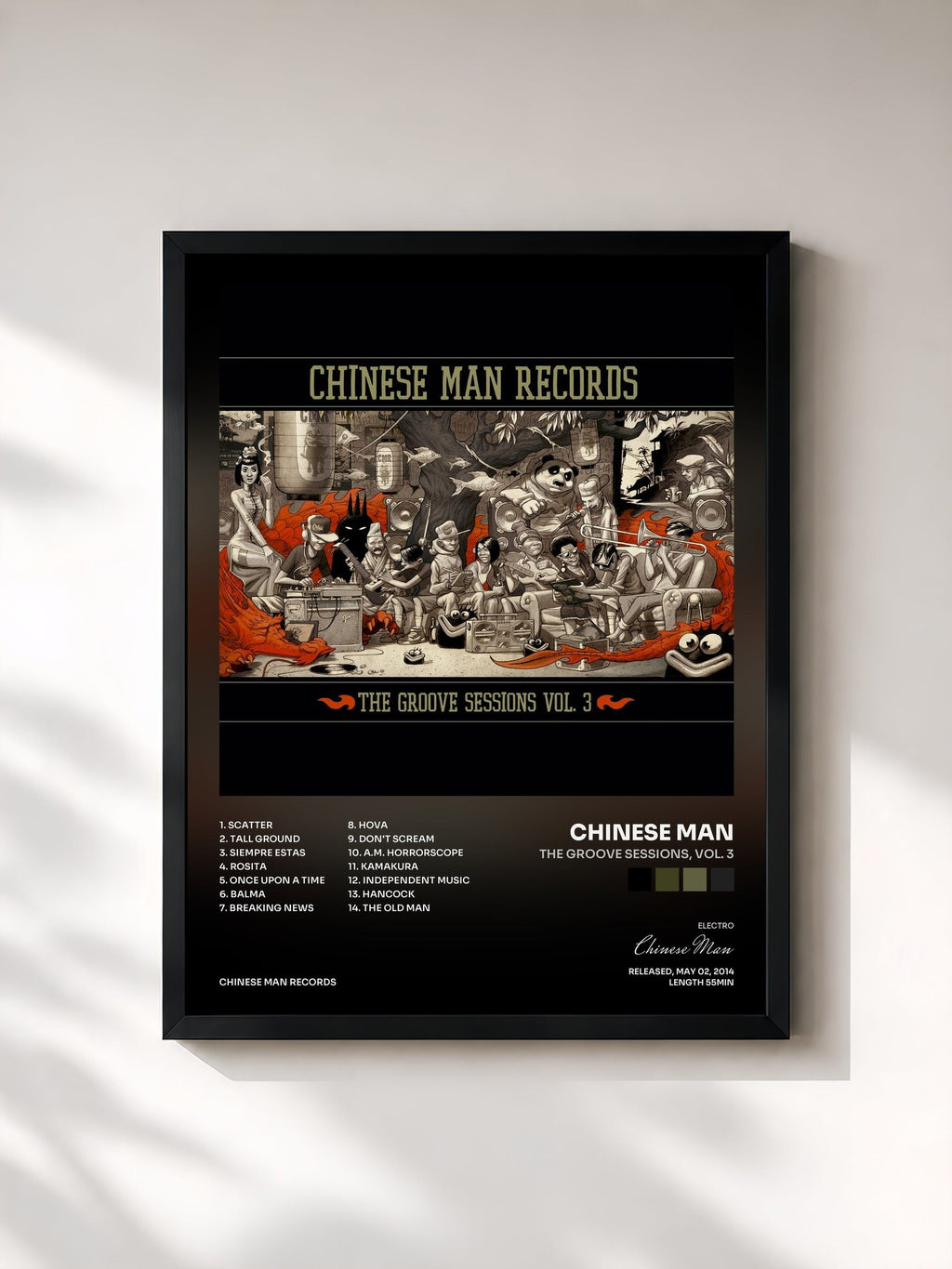 #noir The Groove Sessions, Vol. 3 by Chinese Man as a framed art print, black frame, printed and framed in France