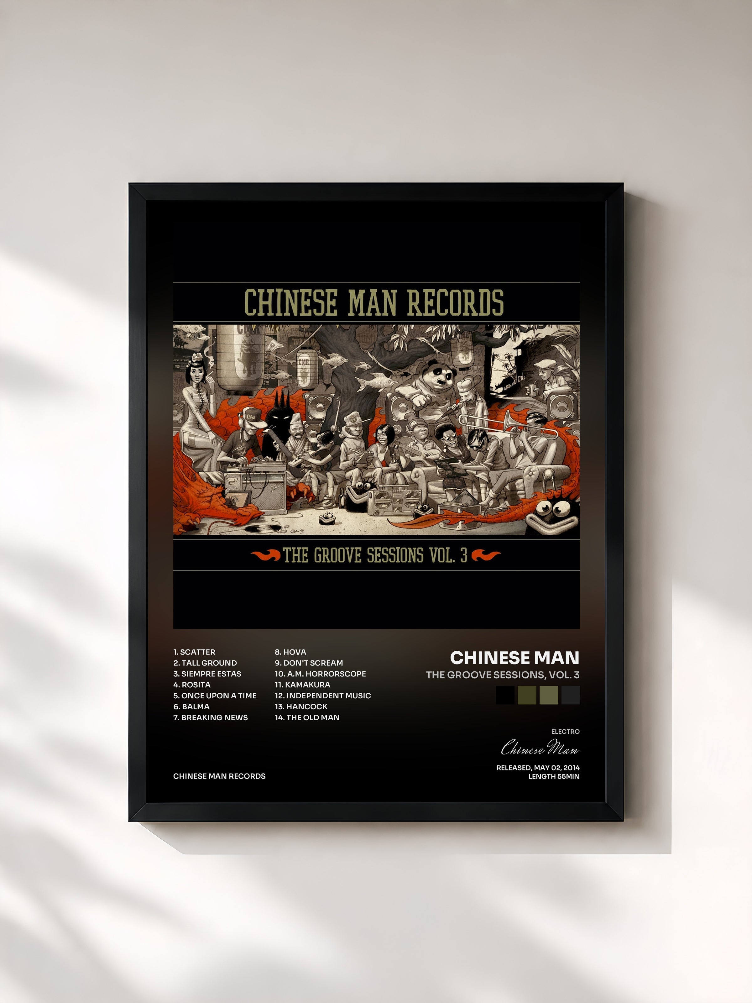 #noir The Groove Sessions, Vol. 3 by Chinese Man as a framed art print, black frame, printed and framed in France