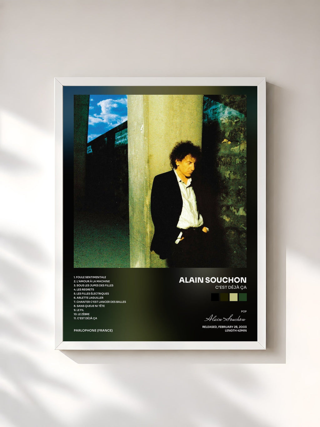 #blanc C'est déjà ça von Alain Souchon als gerahmter Kunstdruck, weißer Rahmen, gedruckt und gerahmt in Frankreich