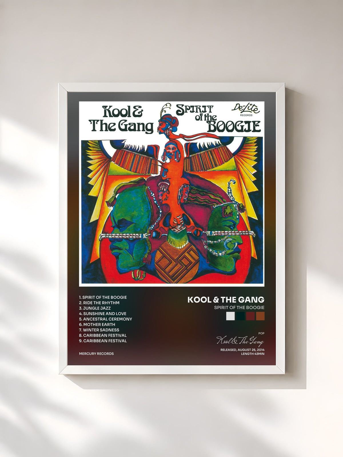 #blanc Spirit Of The Boogie von Kool & The Gang als gerahmter Kunstdruck, weißer Rahmen, gedruckt und gerahmt in Frankreich
