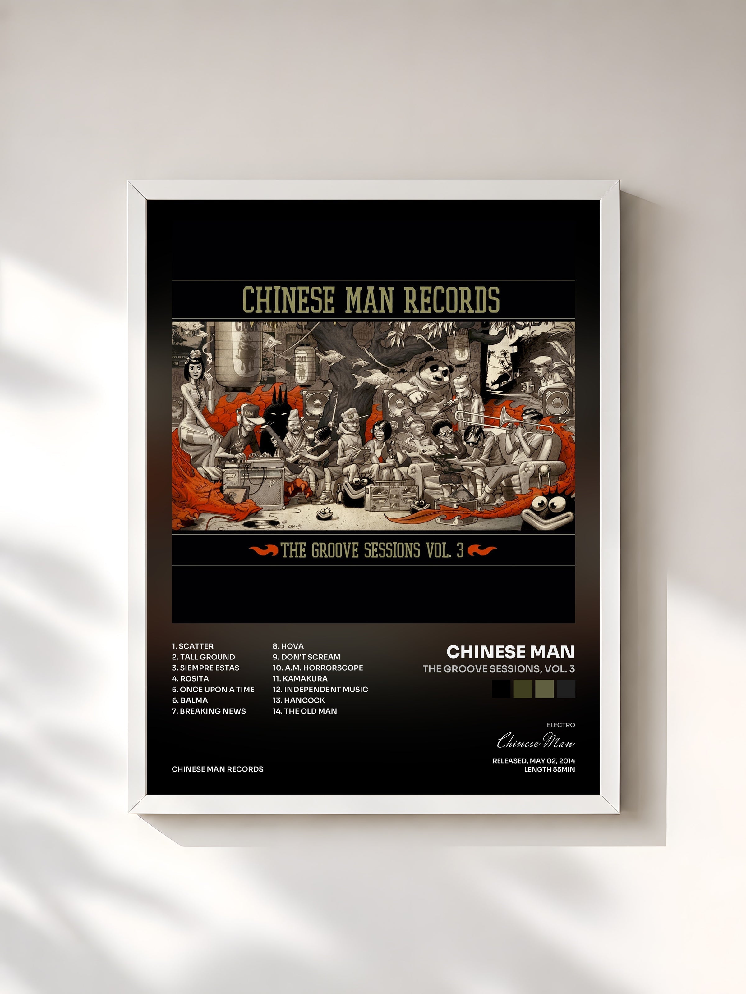 #blanc The Groove Sessions, Vol. 3 by Chinese Man as a framed art print, white frame, printed and framed in France