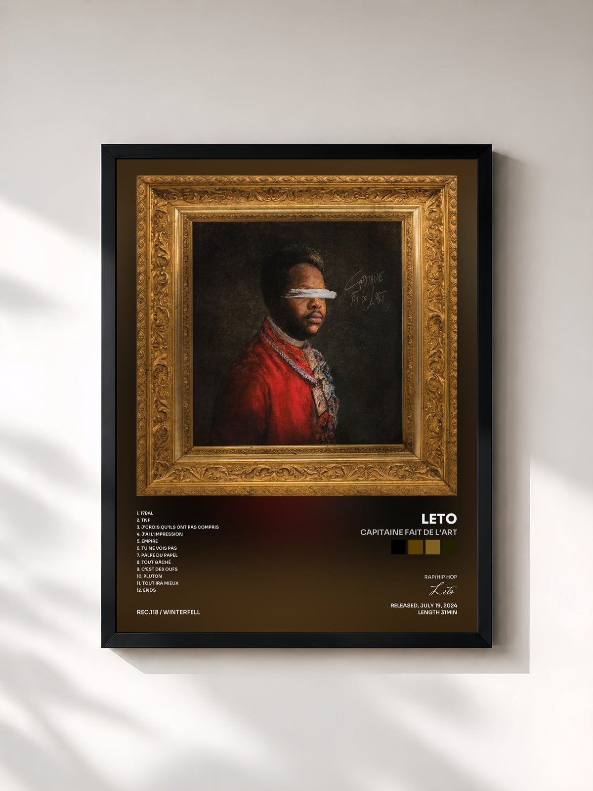 #noir Tableau de l'album Capitaine fait de l'art de Leto, cadre noir, imprimé et encadré en France