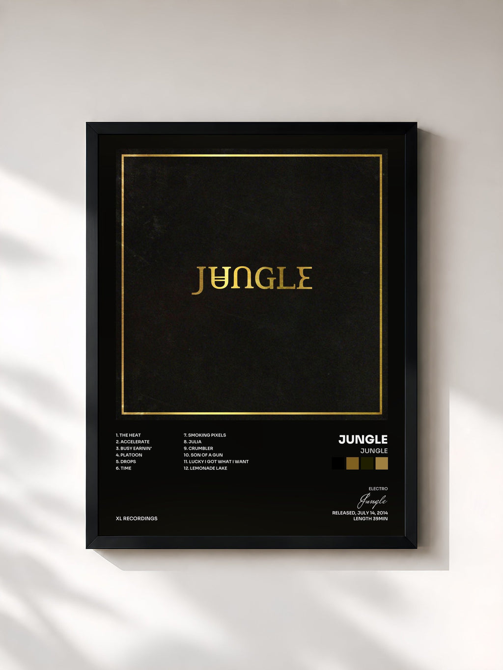 #noir Tableau de l'album Jungle de Jungle, cadre noir, imprimé et encadré en France