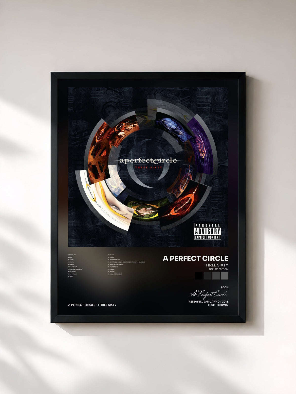 #noir Three Sixty (Deluxe Edition) by A Perfect Circle as a framed art print, black frame, printed and framed in France