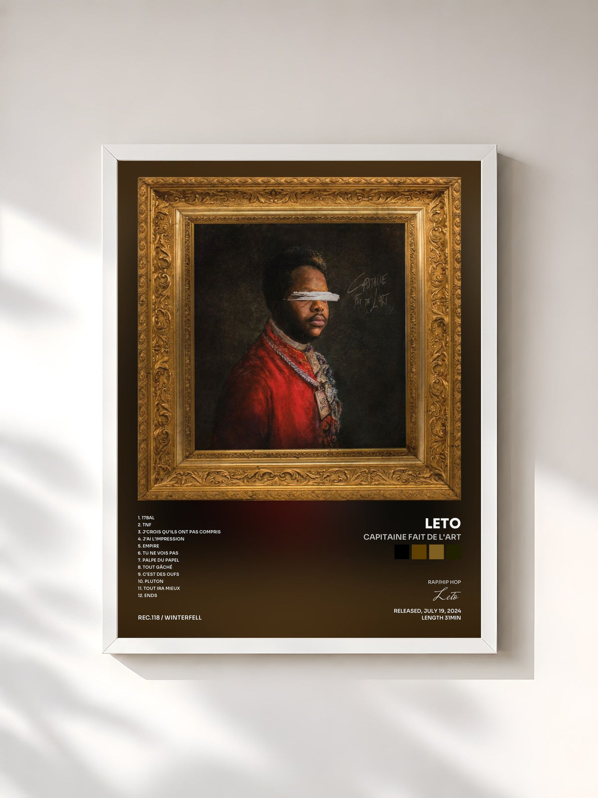 #blanc Tableau de l'album Capitaine fait de l'art de Leto, cadre blanc, imprimé et encadré en France