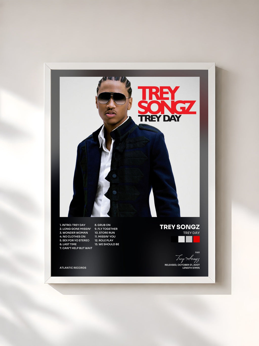 #blanc Trey Day von Trey Songz als gerahmter Kunstdruck, weißer Rahmen, gedruckt und gerahmt in Frankreich
