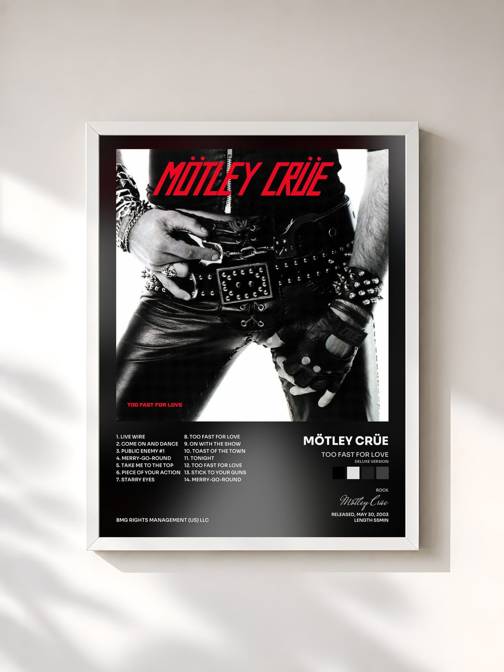 #blanc Too Fast For Love (Deluxe Version) di Mötley Crüe in stampa incorniciata, cornice bianca, stampata e incorniciata in Francia