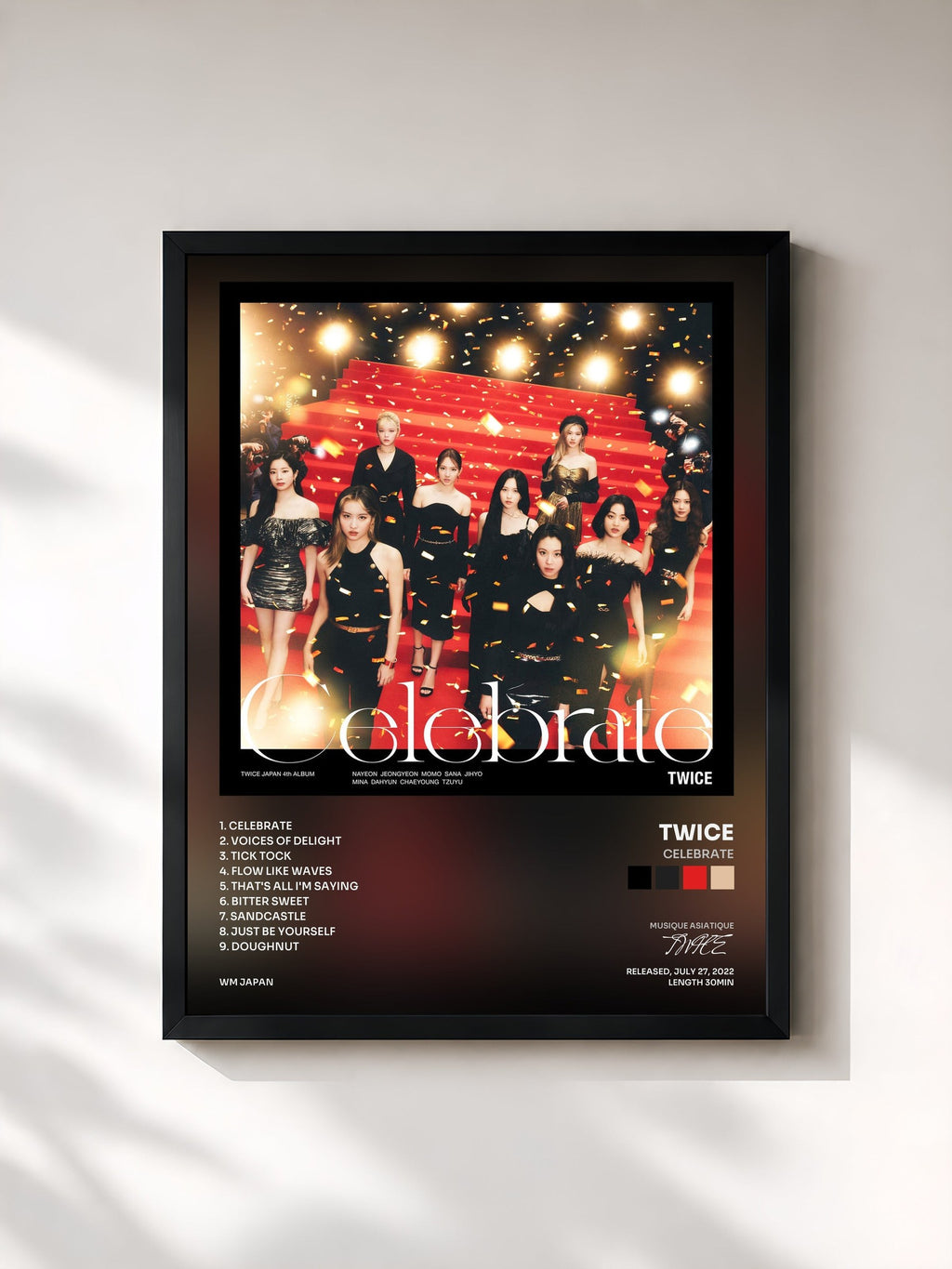 #noir Tableau de l'album Celebrate de TWICE, cadre noir, imprimé et encadré en France