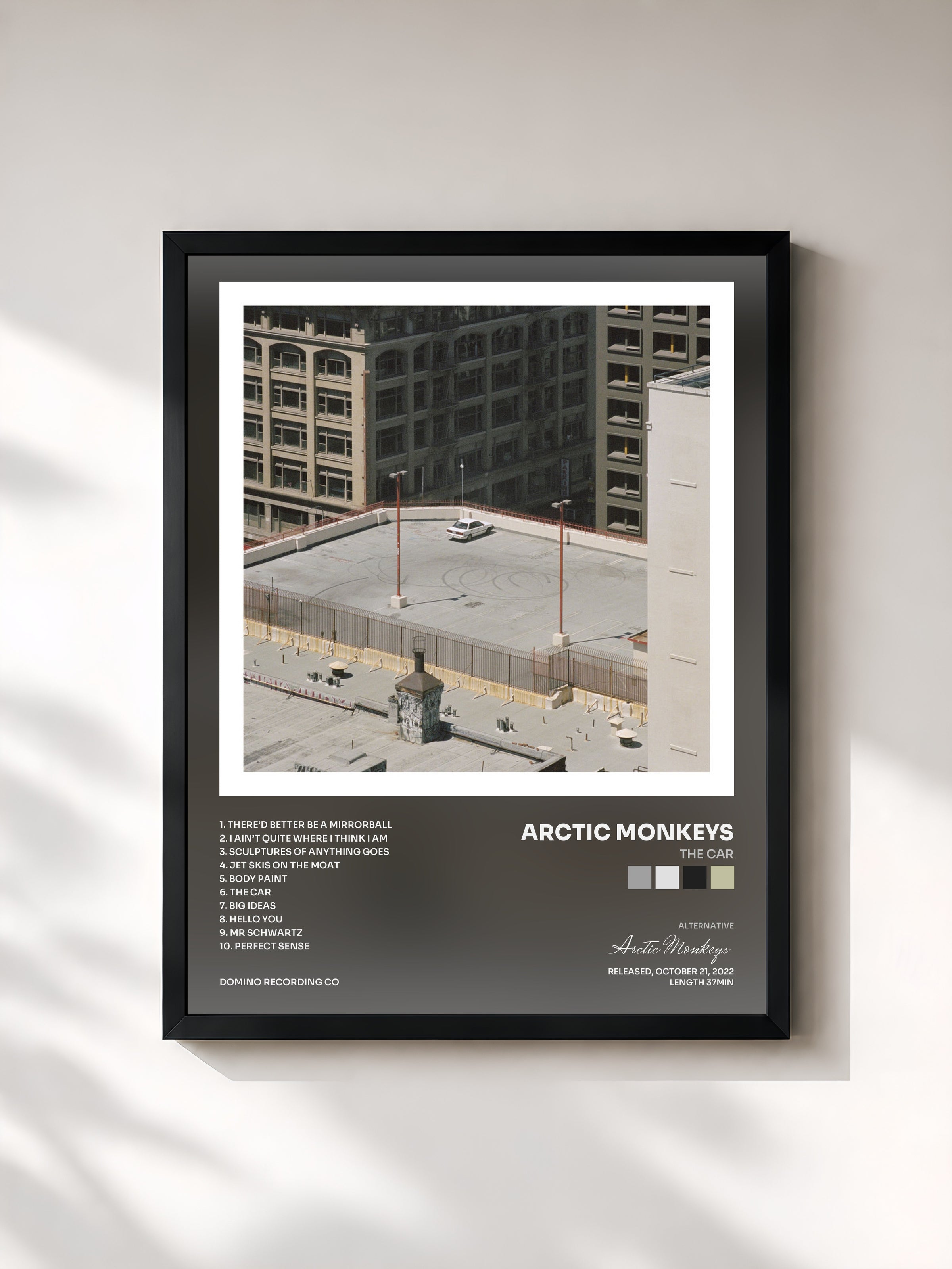 #noir The Car by Arctic Monkeys as a framed art print, black frame, printed and framed in France