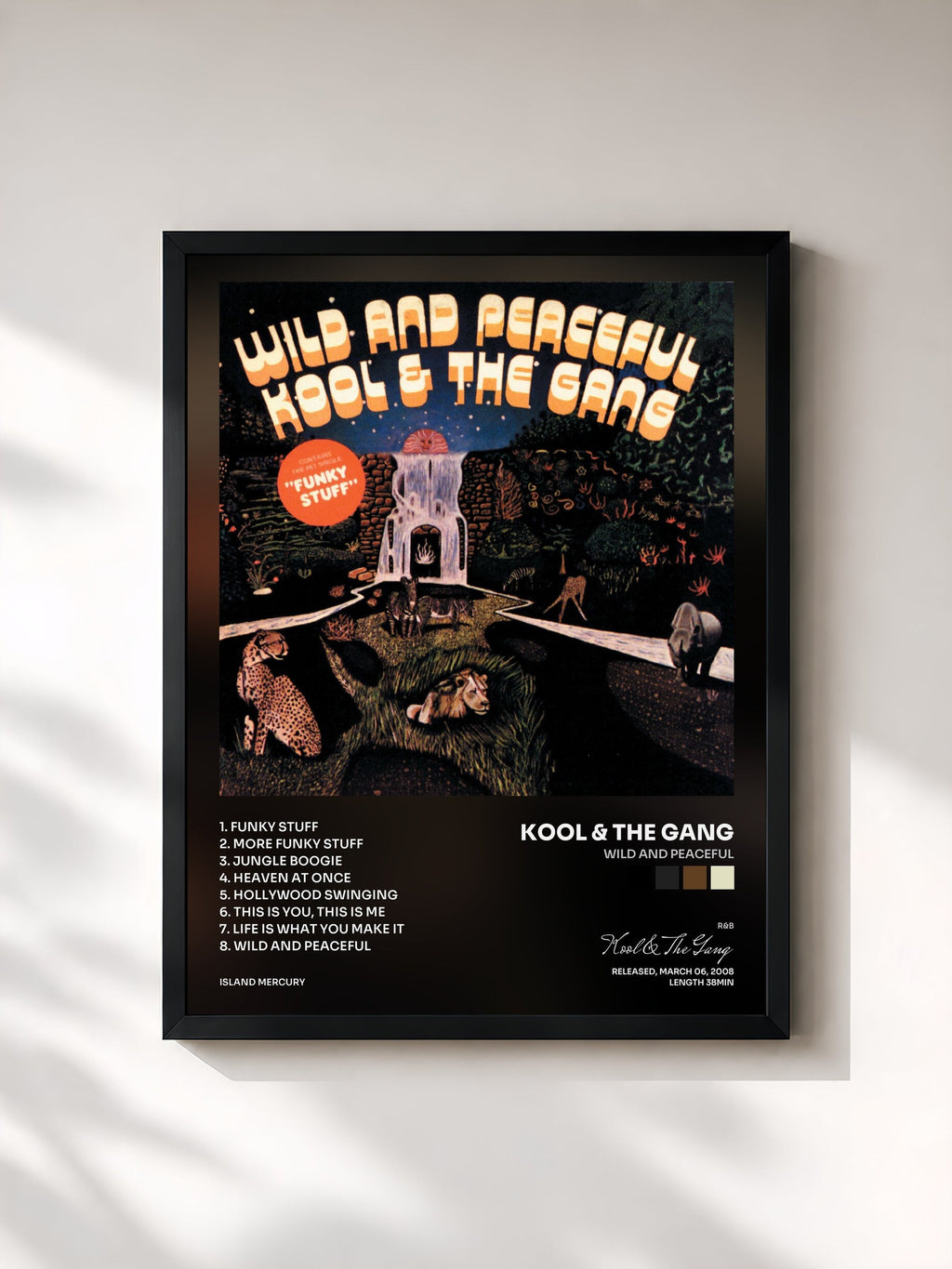 #noir Wild And Peaceful di Kool & The Gang in stampa incorniciata, cornice nera, stampata e incorniciata in Francia