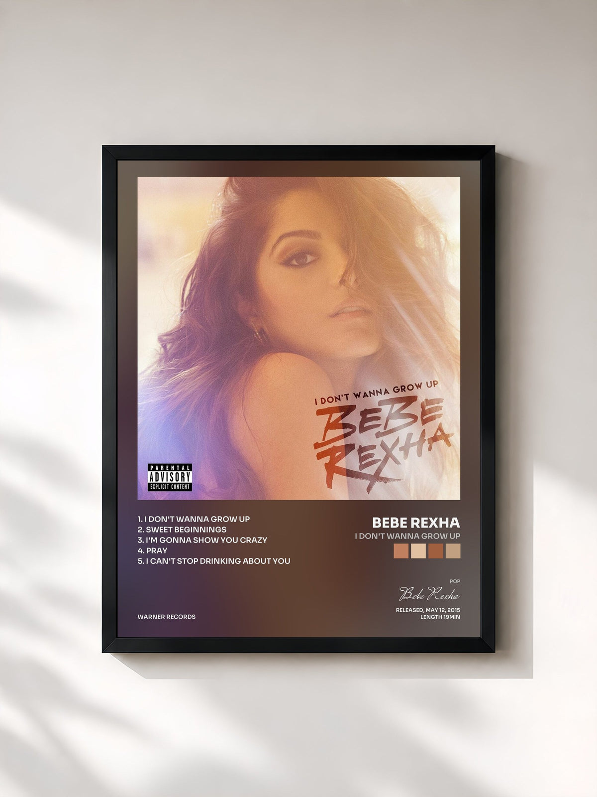 #noir I Don't Wanna Grow Up di Bebe Rexha in stampa incorniciata, cornice nera, stampata e incorniciata in Francia