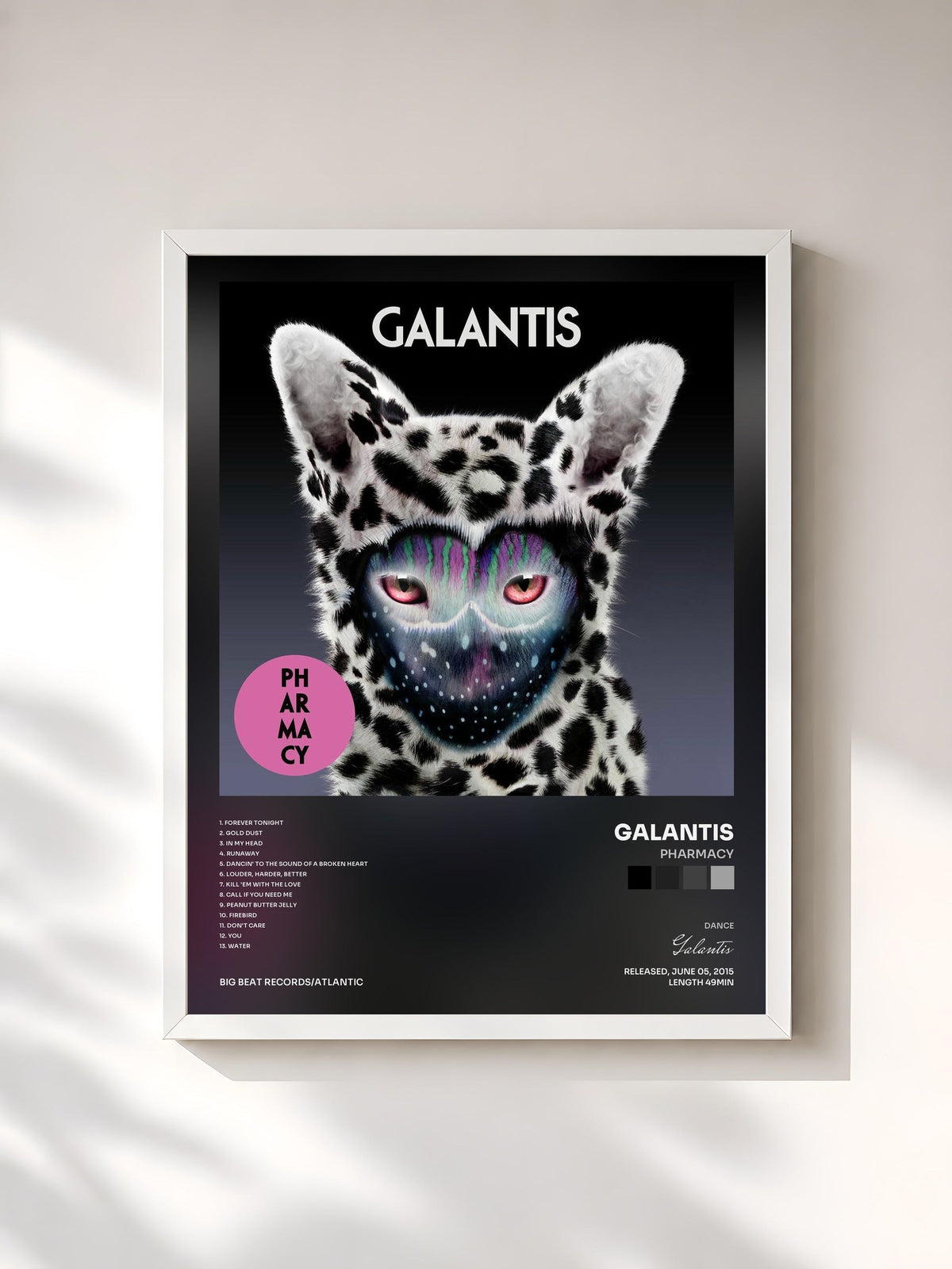 #blanc Tableau de l'album Pharmacy de Galantis, cadre blanc, imprimé et encadré en France