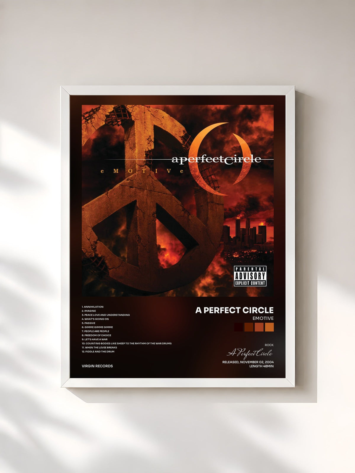#blanc eMOTIVe by A Perfect Circle as a framed art print, white frame, printed and framed in France
